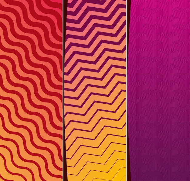 Premium Vector Purple Yellow Orange Gradient And Pattern Backgrounds Frames Set Cover Design