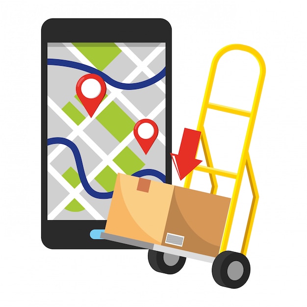 Pushcart with box illustration Premium Vector