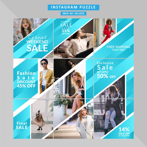 Puzzle fashion web banner for social media Premium Vector