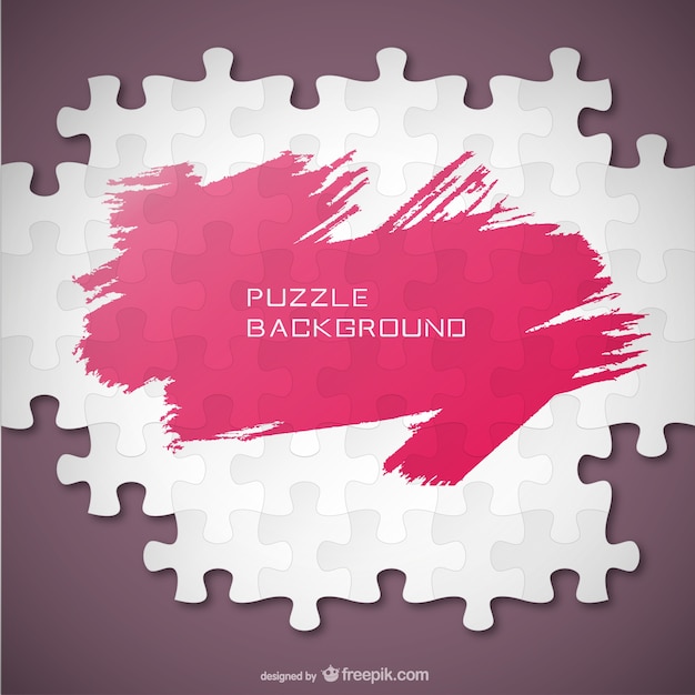 Puzzle pieces and pink brush stroke Vector | Free Download