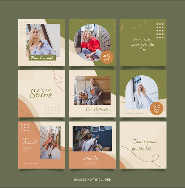 Premium Vector | Puzzle template instagram fashion women post