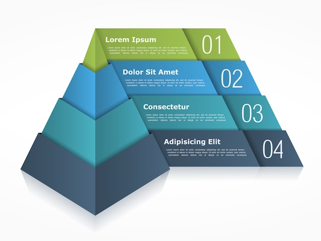 Pyramid chart with four elements Premium Vector