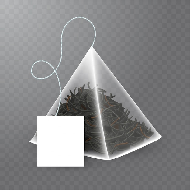 Download Pyramid shaped tea bag with black tea inside. realistic ...