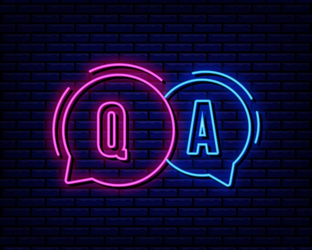 Premium Vector | Q and a neon sign
