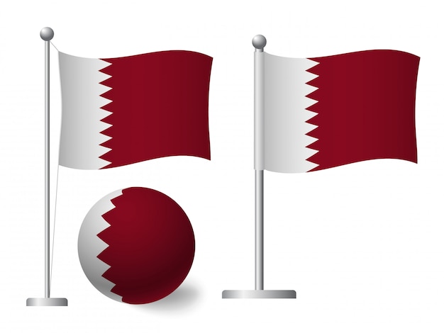 Download Qatar flag on pole and ball icon | Premium Vector