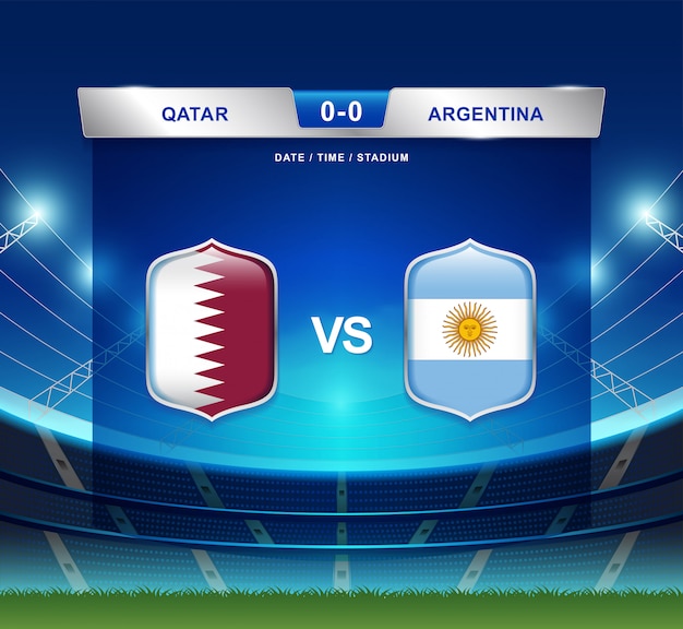 カタール対アルゼンチンスコアボード放送サッカーコパアメリカ プレミアムベクター