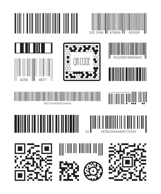 Qr код. набор векторных сообщений лазерного кода для ...