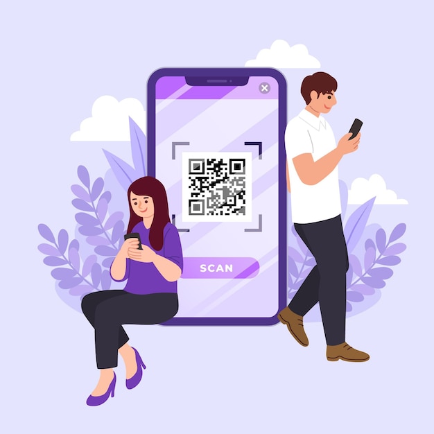 free-vector-qr-code-scanning-concept-with-characters