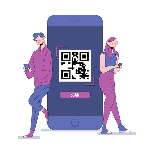 free-vector-qr-code-scanning-concept-with-characters