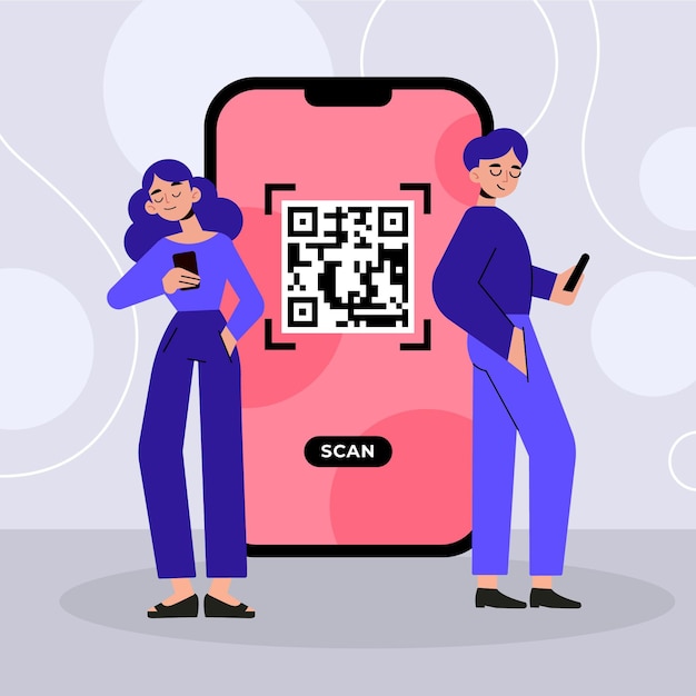 Free Vector Qr Code Scanning Illustration With Characters 9120 Hot Sex Picture 4131