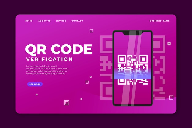 Qr code verification landing page template | Free Vector