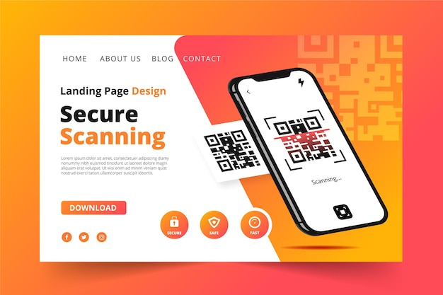 qr-code-verification-landing-page-free-vector