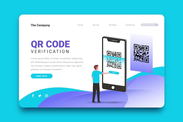 qr-code-verification-landing-page-free-vector