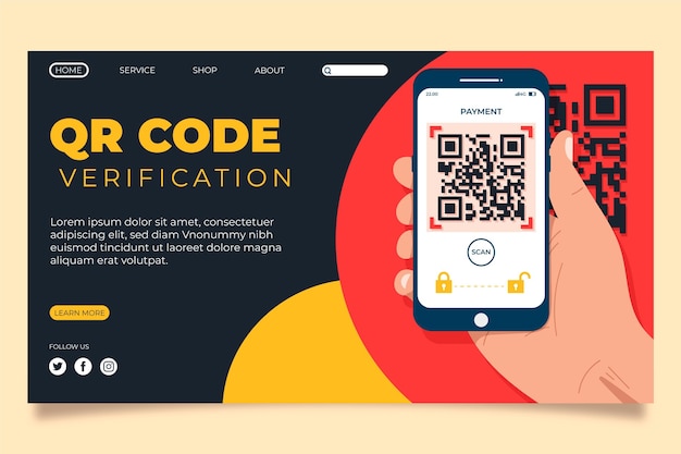 free-vector-qr-code-verification-landing-page