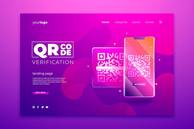 Download Free Vector | Qr code verification landing page