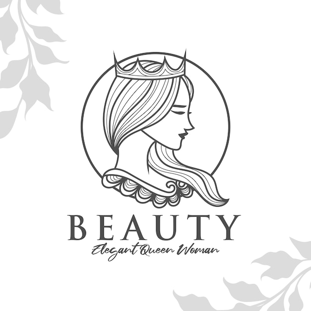 Queen beauty woman logo template editable Premium Vector