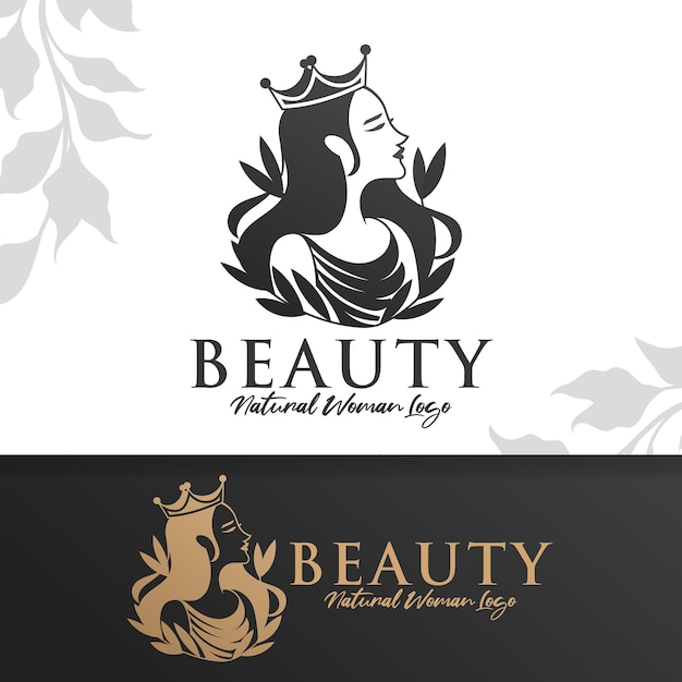 Queen beauty woman logo template editable Premium Vector