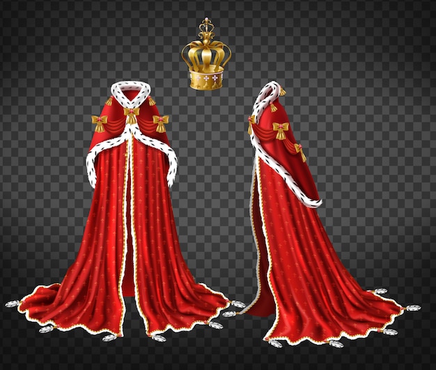 Free Vector | Queens or princes royal robe with red cape and mantle ...