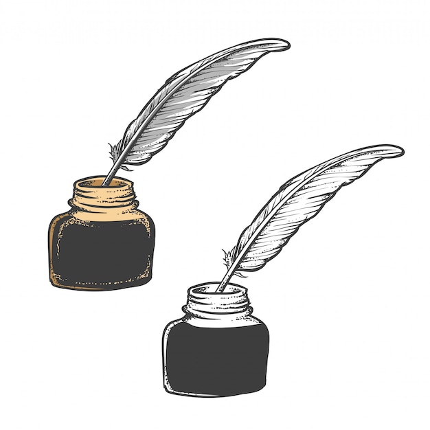 Download Quill pen feather or ink pen | Premium Vector
