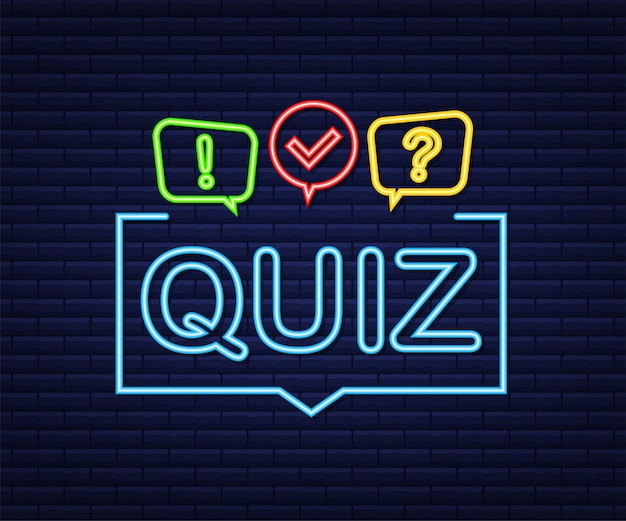 Premium Vector Quiz Logo With Speech Bubble Symbols Concept Of Questionnaire Show Sing Quiz Button Question Competition Neon Icon Vector Stock Illustration