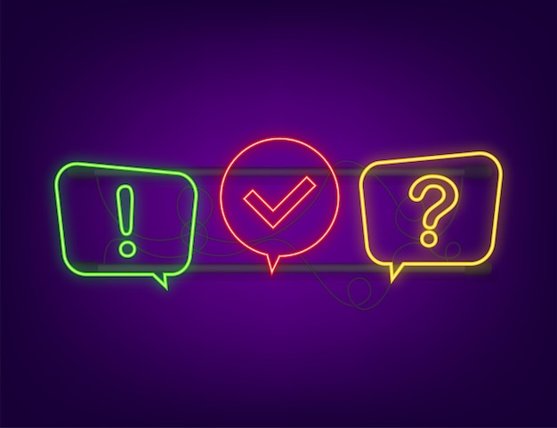 Premium Vector Quiz Logo With Speech Bubble Symbols Concept Of Questionnaire Show Sing Quiz Button Question Competition Neon Icon Vector Stock Illustration