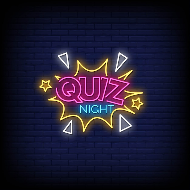 Premium Vector | Quiz night neon signs style text