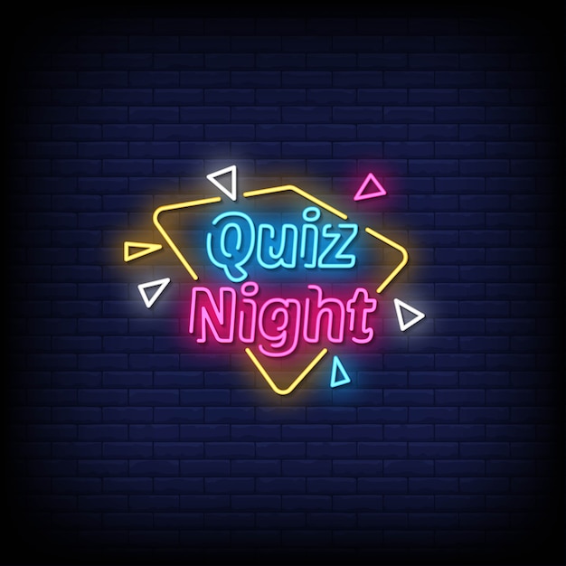 Premium Vector | Quiz night neon signs style text