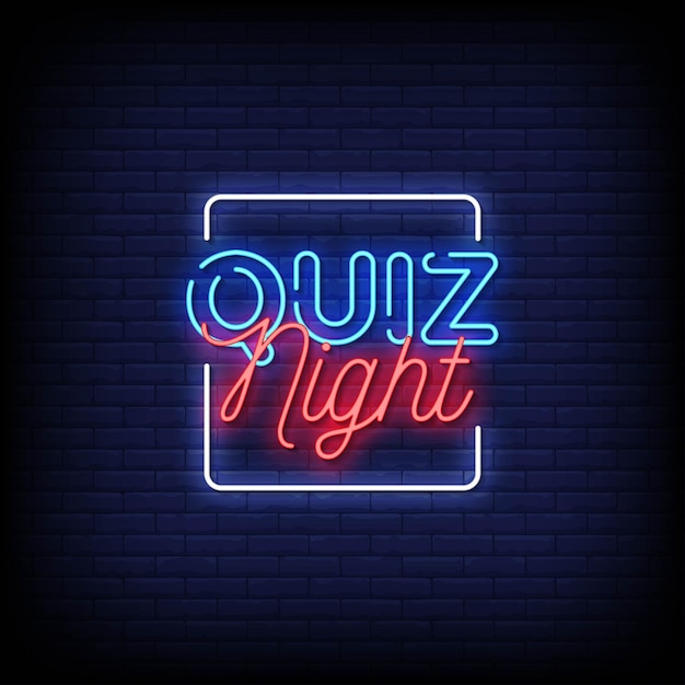 Premium Vector | Quiz night neon signs style text