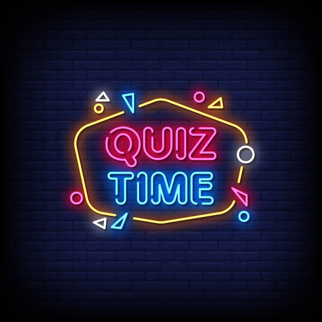 Premium Vector Quiz Time Neon Signs Style Text