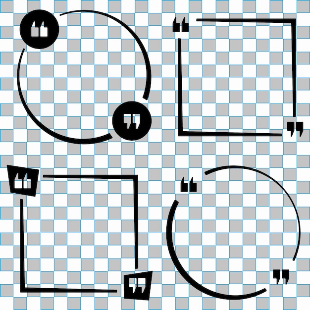 音声バブルテンプレートセットを引用します フォーム 透明な背景に分離された音声ボックスを引用します ベクトルイラスト プレミアムベクター