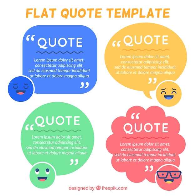 Download Quote template set with smileys Vector | Free Download