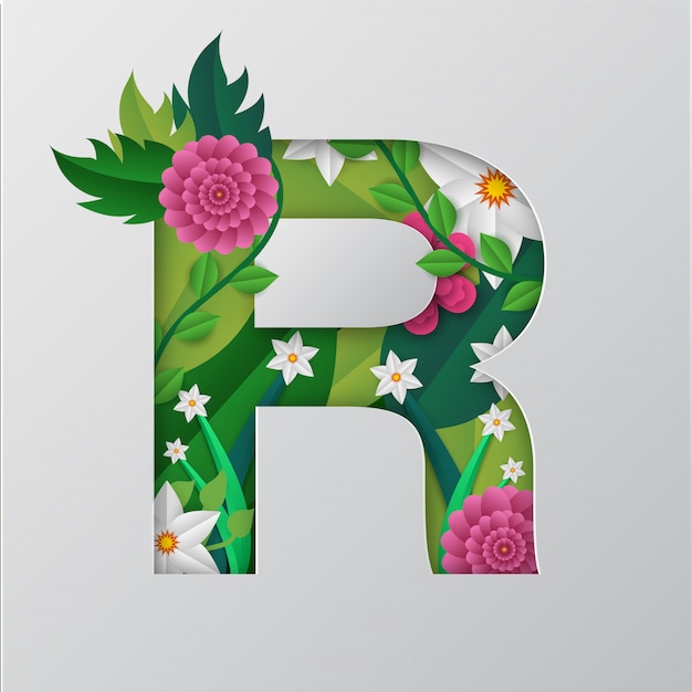 Download R alphabet made by floral design. Vector | Premium Download