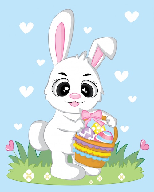 Premium Vector | Rabbit bunny easter cute cartoon character with