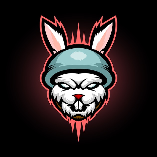 Premium Vector | Rabbit bunny soldier mascot logo