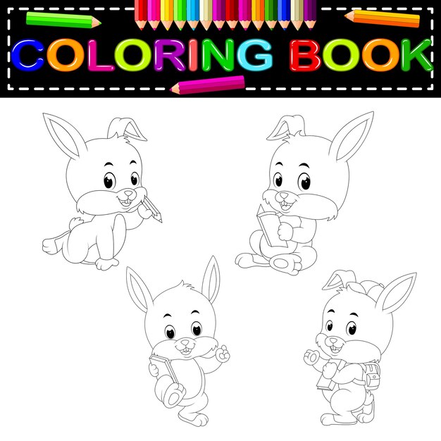 Premium Vector | Rabbit coloring book