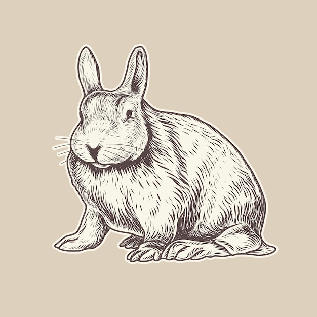 Download Premium Vector | Rabbit detailed handdrawn vintage vector illustration