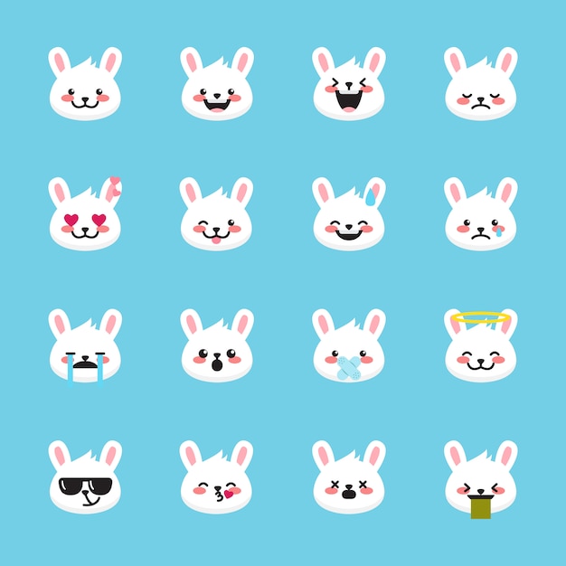 Premium Vector Rabbit Emoticons Collection
