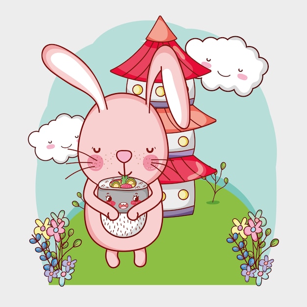 Premium Vector Rabbit And Japanese Food