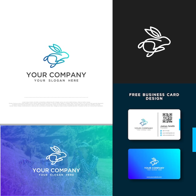 Download Free Rabbit Logo With Free Business Card Design Premium Vector Use our free logo maker to create a logo and build your brand. Put your logo on business cards, promotional products, or your website for brand visibility.