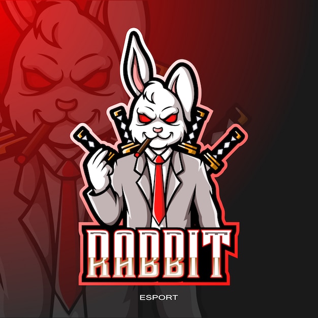 Premium Vector | Rabbit mascot for gaming logo.
