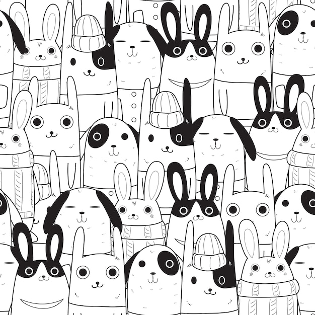 Download Rabbit seamless pattern Vector | Premium Download