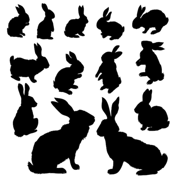 Download Rabbit silhouettes set Vector | Premium Download