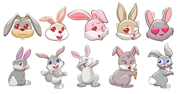 Download Premium Vector | Rabbit vector set clipart design