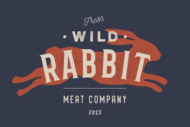 Premium Vector | Rabbit. vintage logo, retro print, poster for butchery