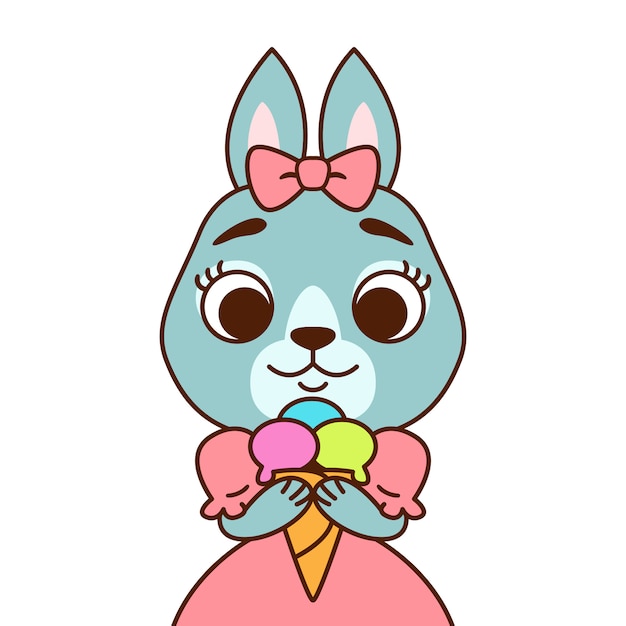 Download Rabbit with a bow on her head in a pink dress with ice ...