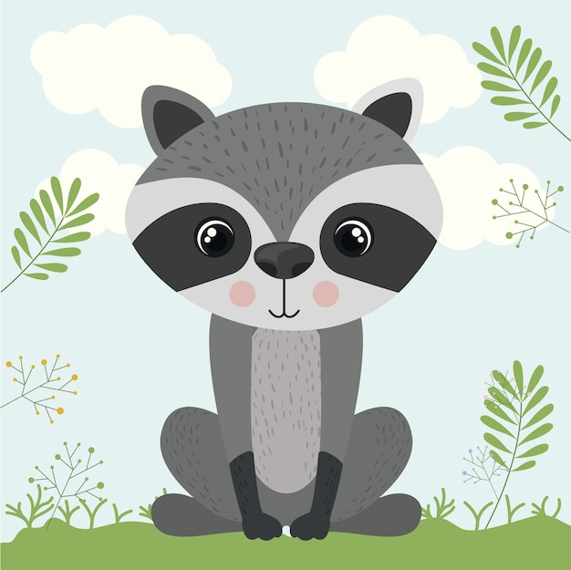 Download Raccoon cute woodland Vector | Premium Download