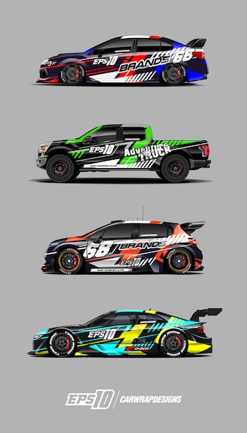 Race car decal set designs Vector | Premium Download