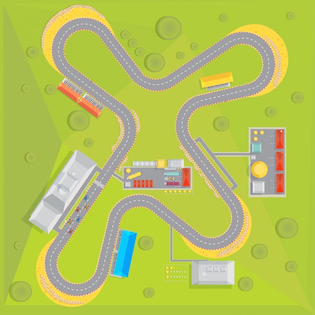 Free Vector | Race track composition with top view of racing course