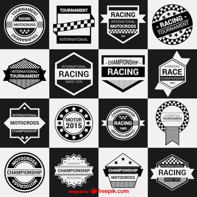Racing badges collection Free Vector