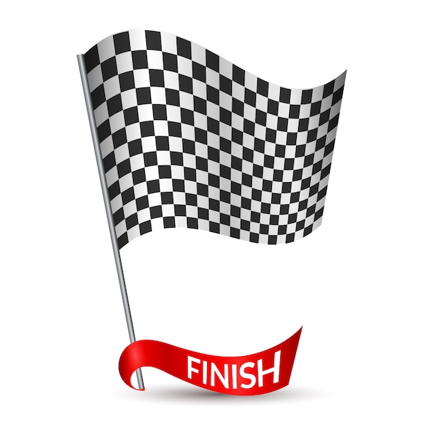 Download Racing checkered flag with red ribbon | Premium Vector